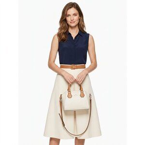 *Kate Spade New York Small Satchel – White & Tan Authentic Crossbody